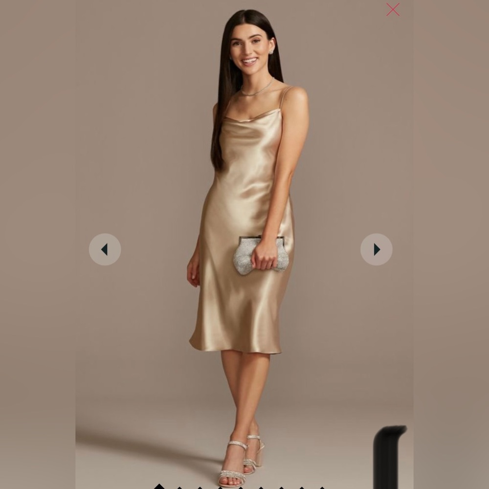 David’s Bridal STUDIO midi satin slip dress with spaghetti straps STYLE#DS270106